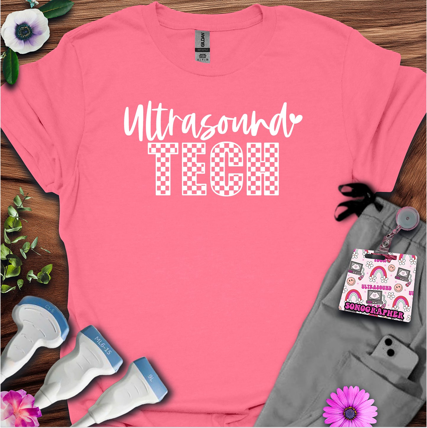 "Checkered Ultrasound Tech" T-shirt