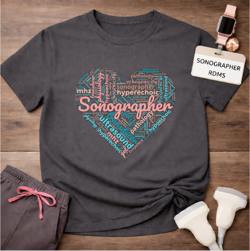 "Pastel Sonographer Heart"  T-Shirt