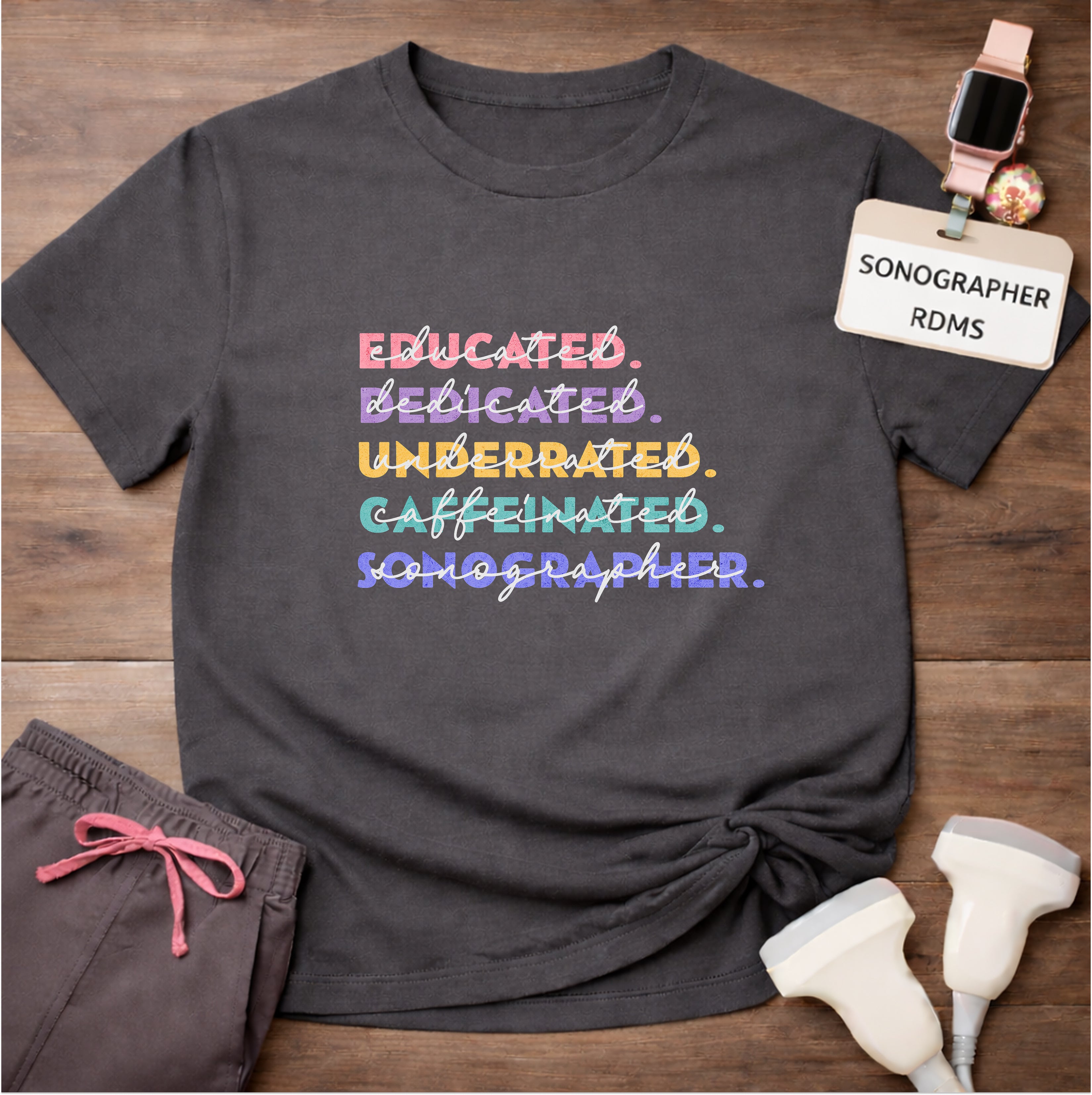 "Educated, Dedicated, Sonographer" T-Shirt
