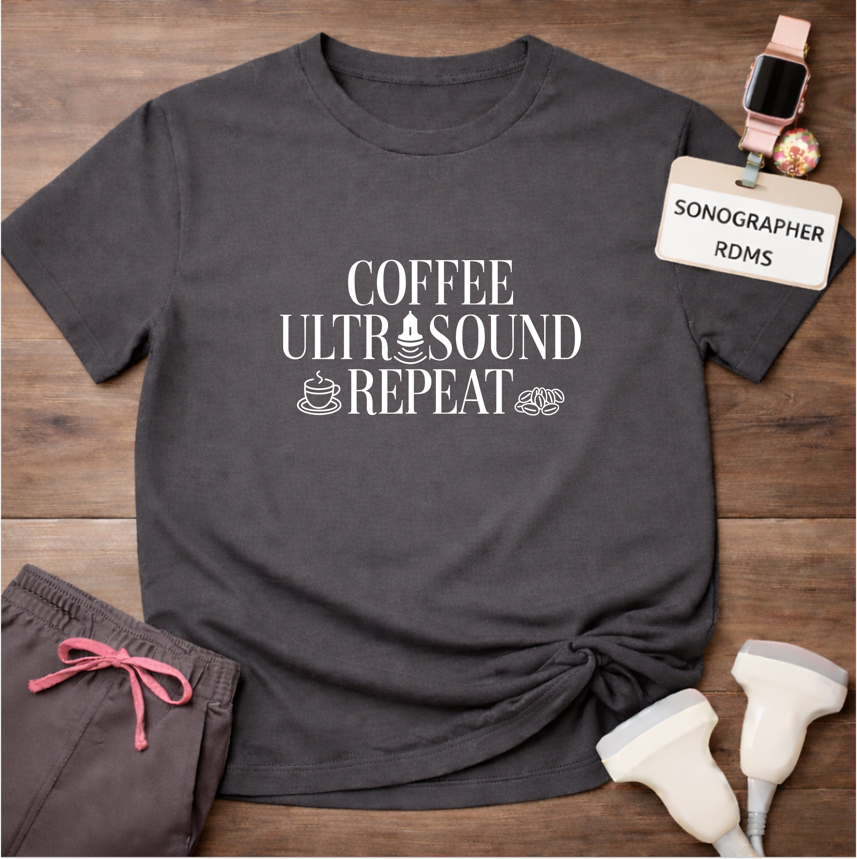 "Coffee Ultrasound Repeat ☕" T-Shirt