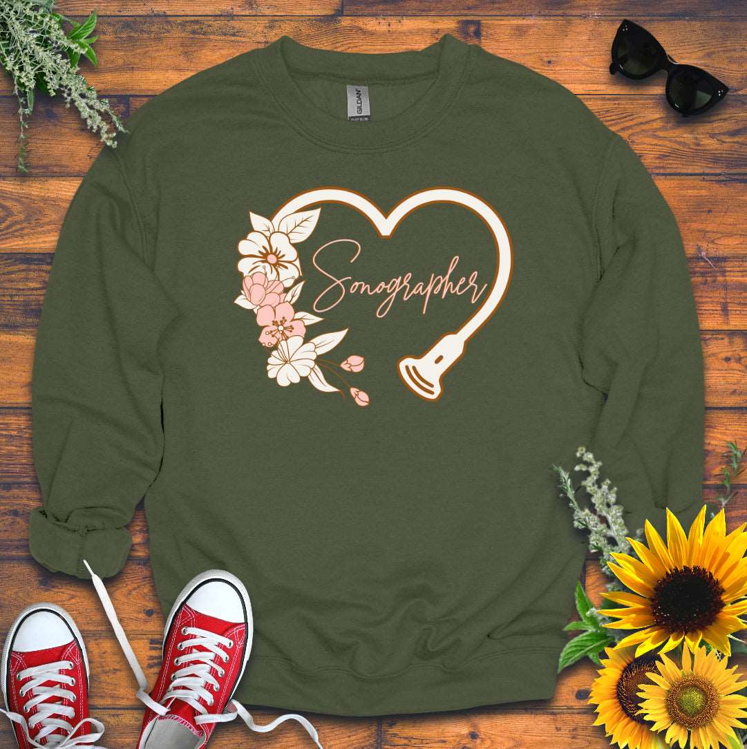 "Floral Sonographer Heart" Sweatshirt