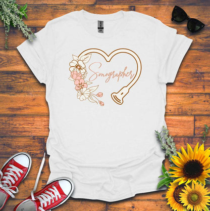 "Floral Sonographer Heart" T-shirt