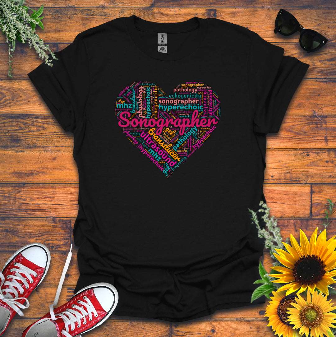 "Vibrant Sonographer Heart"  T-Shirt