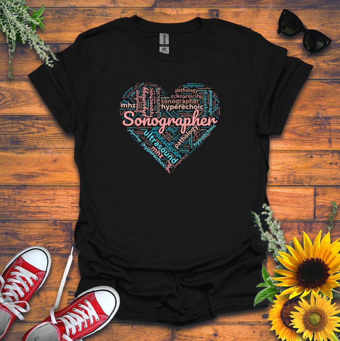 "Pastel Sonographer Heart"  T-Shirt