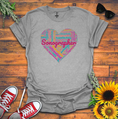 "Vibrant Sonographer Heart"  T-Shirt