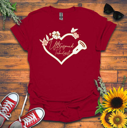 "Floral Sonographer Heart" T-shirt