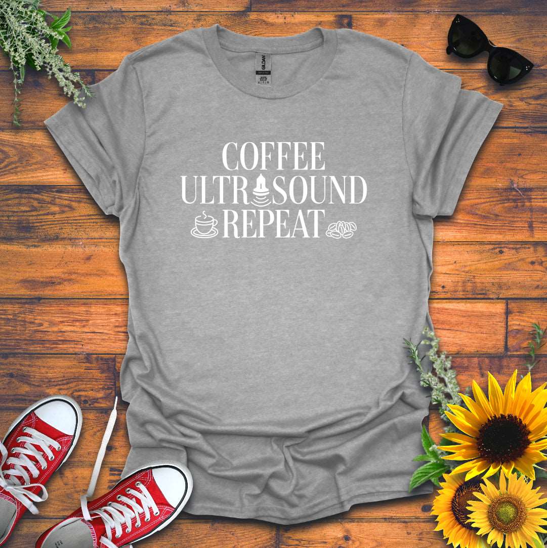 "Coffee Ultrasound Repeat ☕" T-Shirt