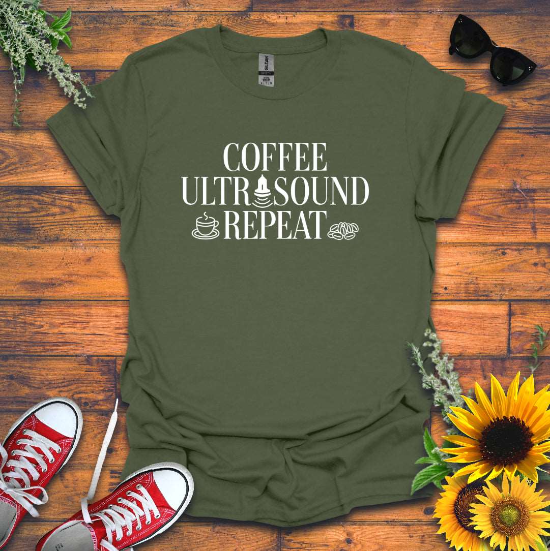 "Coffee Ultrasound Repeat ☕" T-Shirt