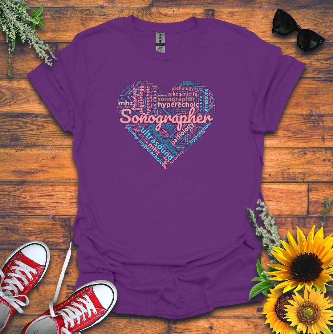 "Pastel Sonographer Heart"  T-Shirt