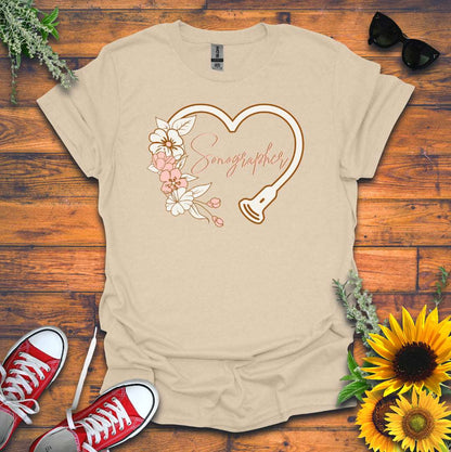 "Floral Sonographer Heart" T-shirt