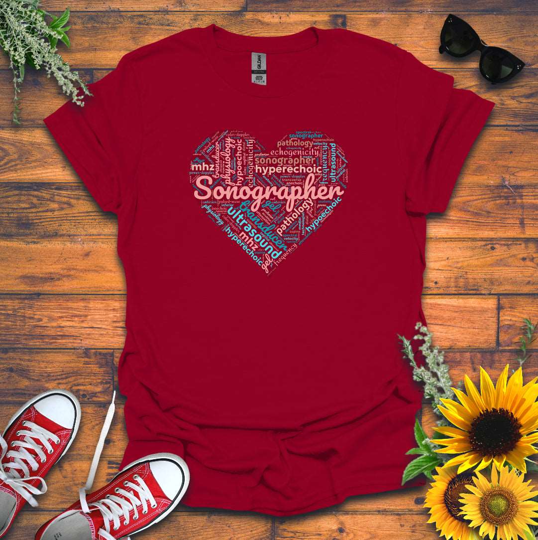 "Pastel Sonographer Heart"  T-Shirt