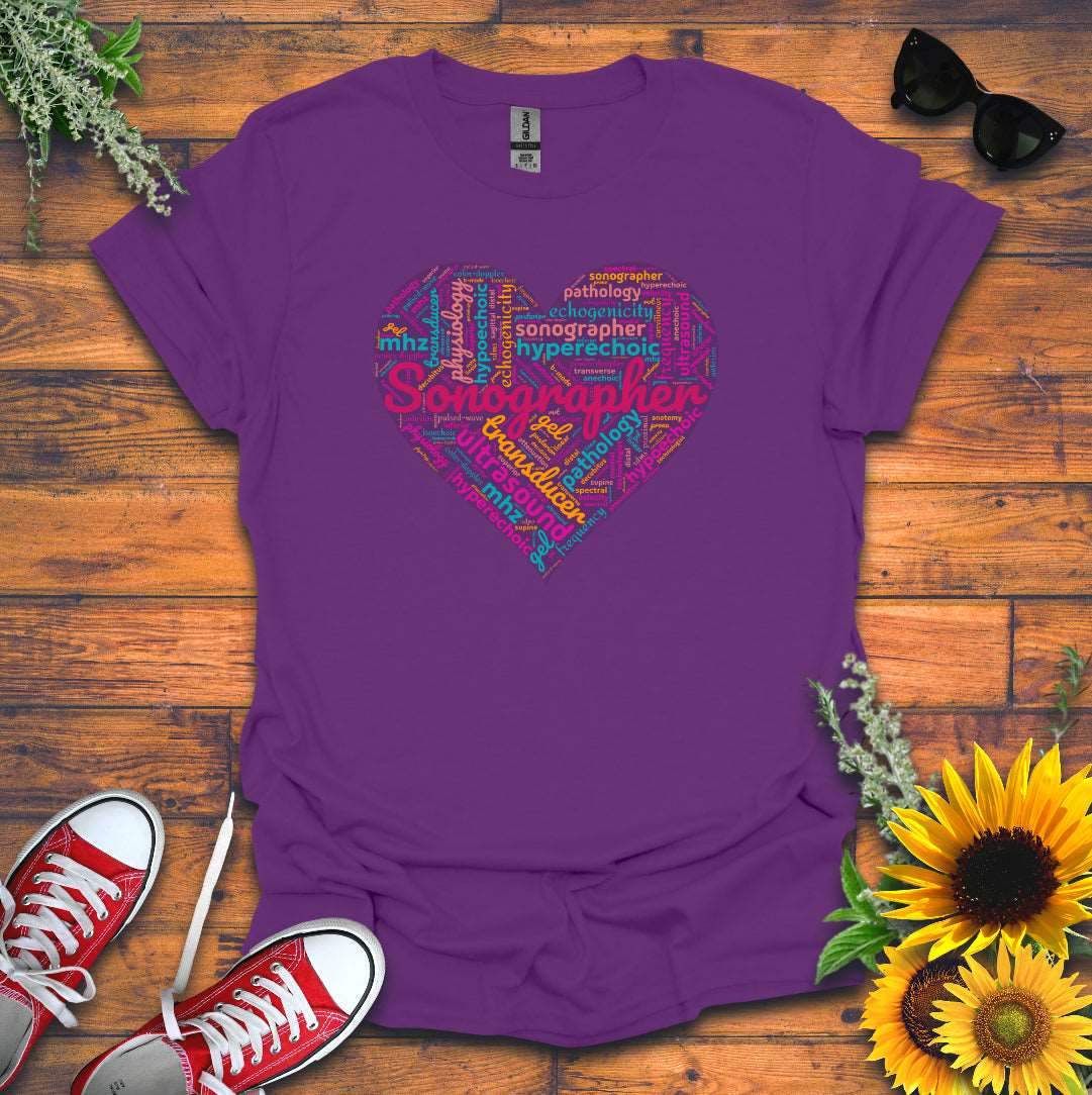 "Vibrant Sonographer Heart"  T-Shirt