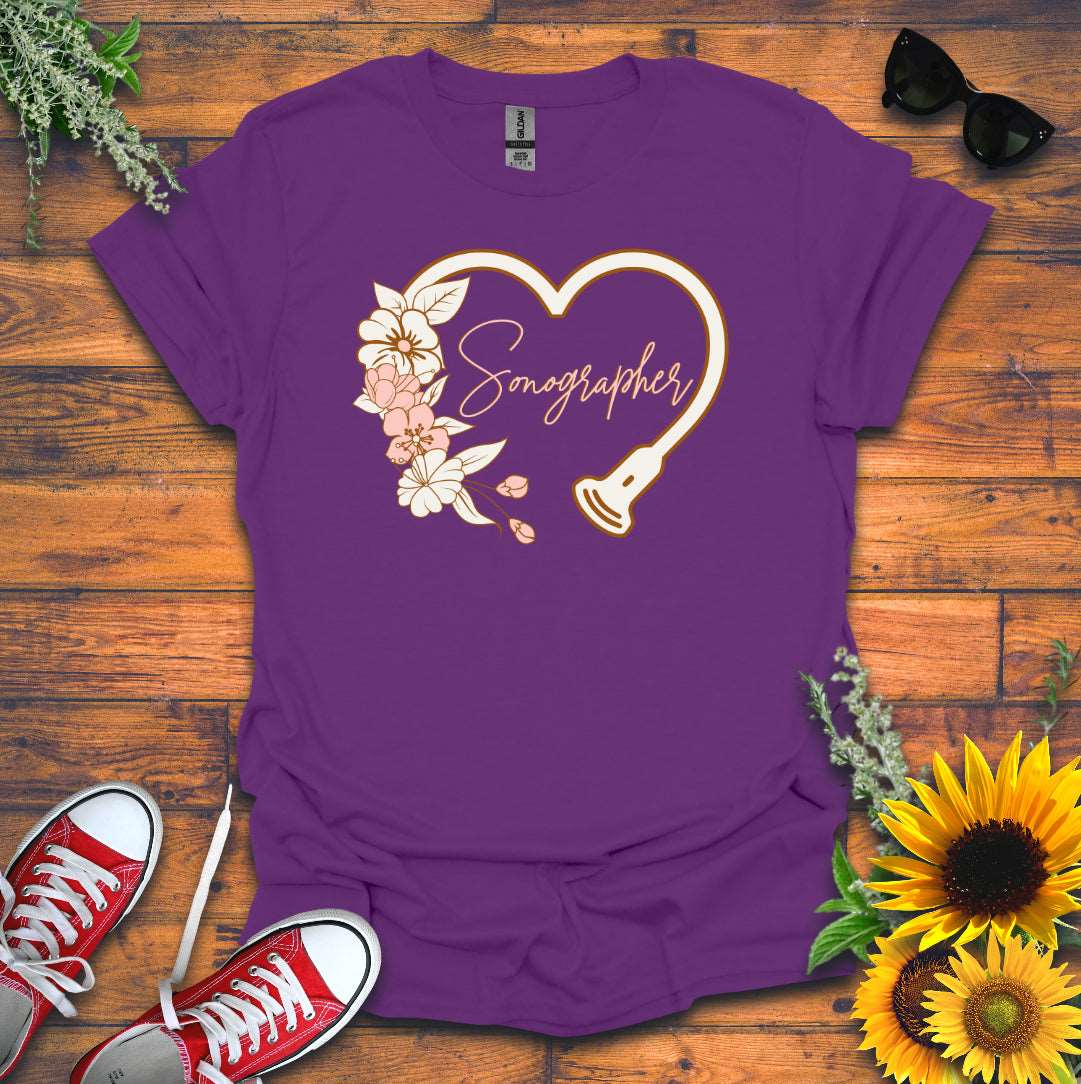 "Floral Sonographer Heart" T-shirt