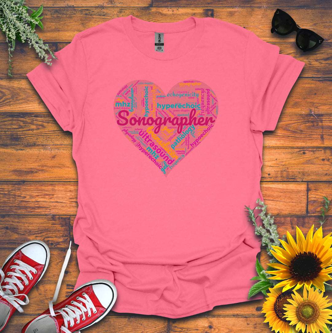 "Vibrant Sonographer Heart"  T-Shirt