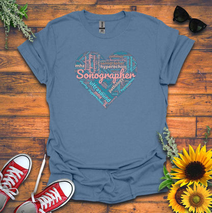 "Pastel Sonographer Heart"  T-Shirt