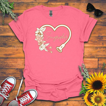 "Floral Sonographer Heart" T-shirt