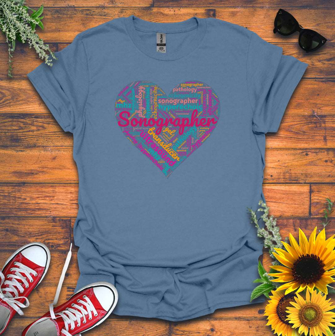 "Vibrant Sonographer Heart"  T-Shirt