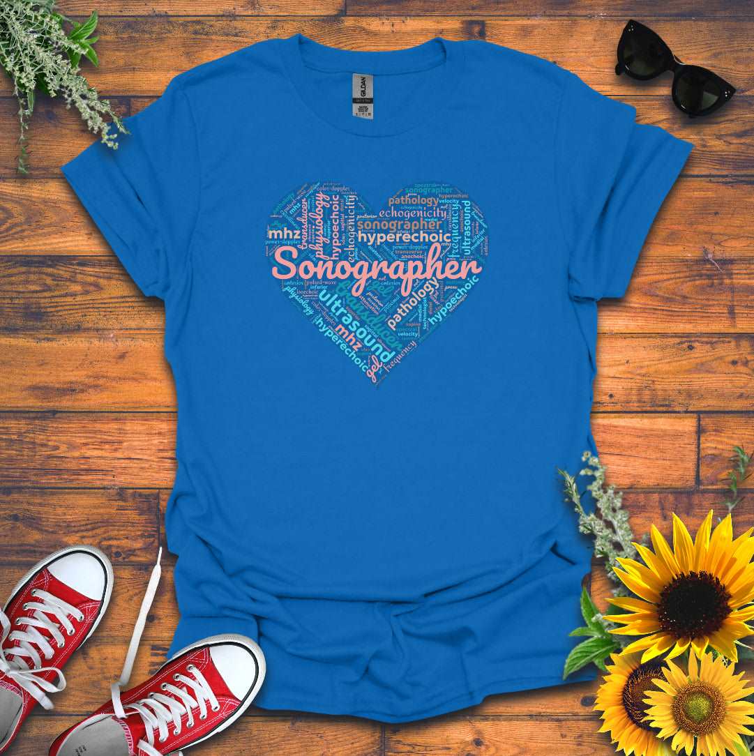 "Pastel Sonographer Heart"  T-Shirt