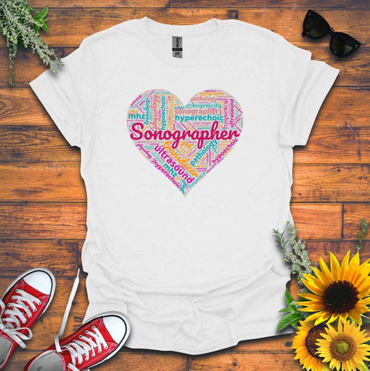 "Vibrant Sonographer Heart"  T-Shirt