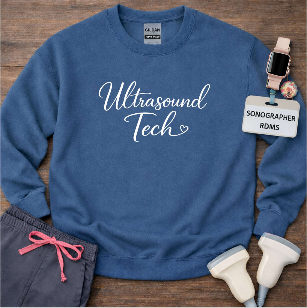 US Tech Elegant Script Heart Sweatshirt