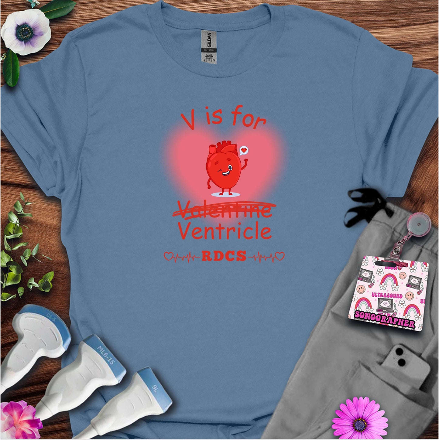 V is for Ventricle (Not Valentine) Sonography T-Shirt — Ultrasound Tech Valentine's Day Tee