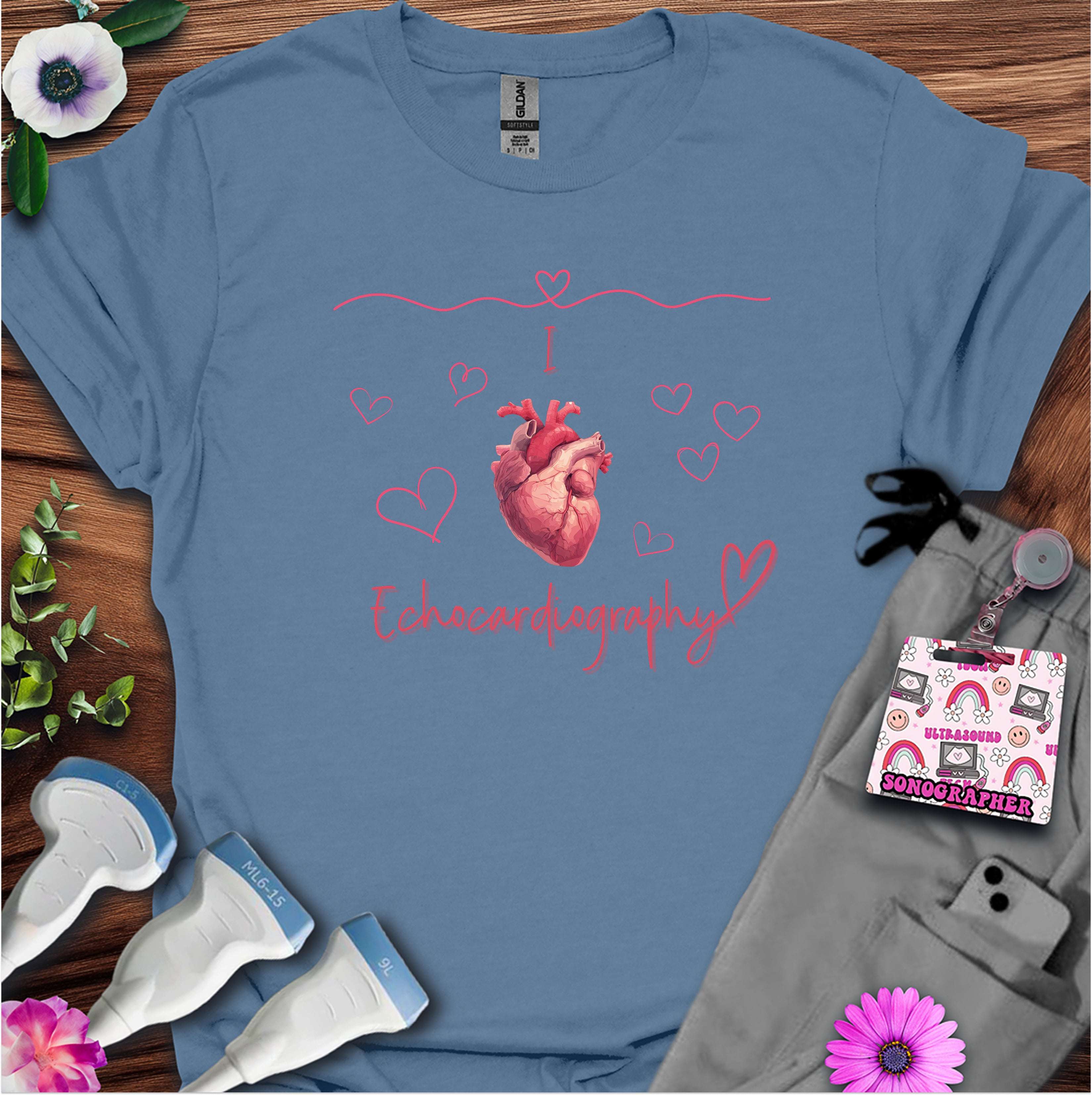 I Heart Echocardiography T-Shirt — Ultrasound Tech Valentine's Day Tee