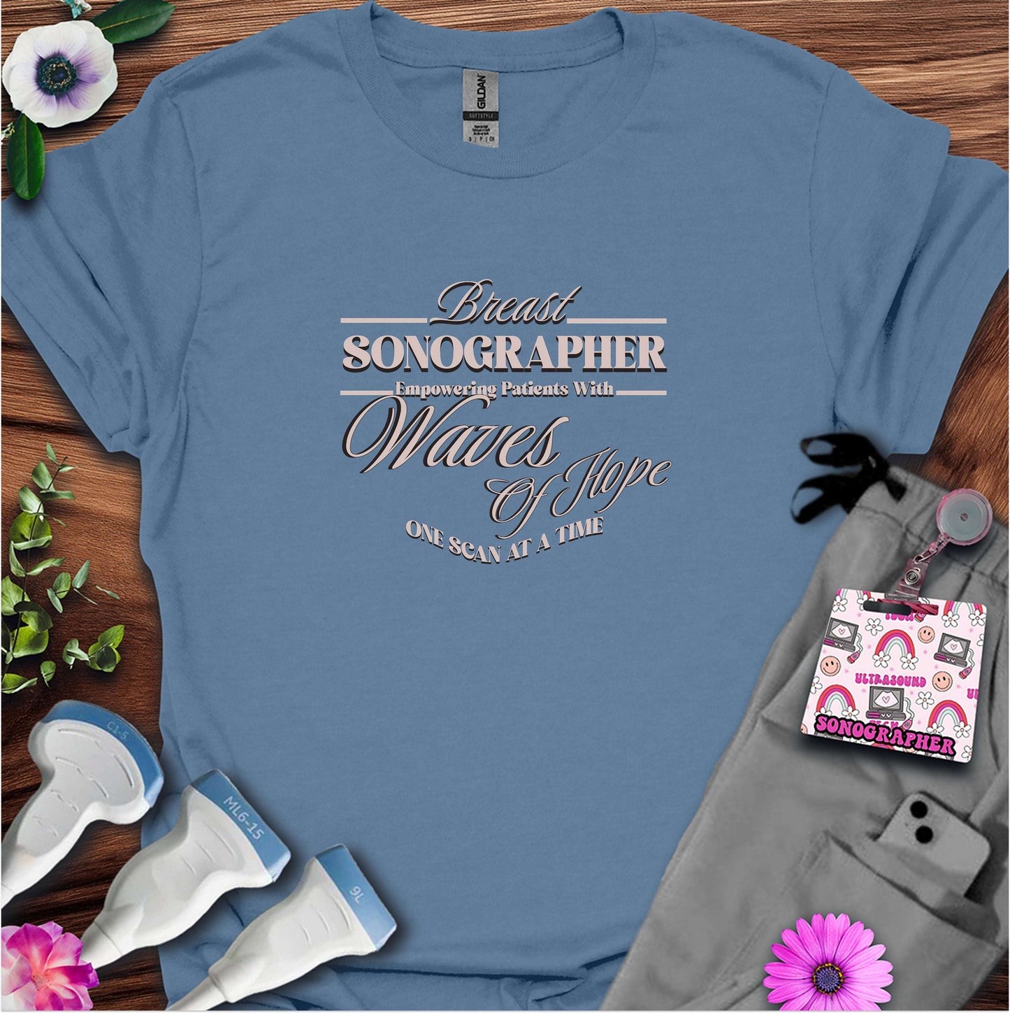 "Empowering Patients, Breast Sonographer" T-shirt