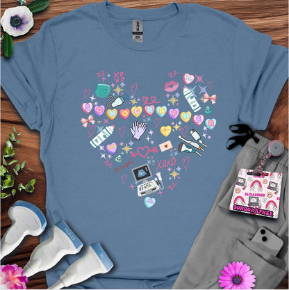 Valentine Heart Sonography T-Shirt — Ultrasound Tech Valentine's Day Tee