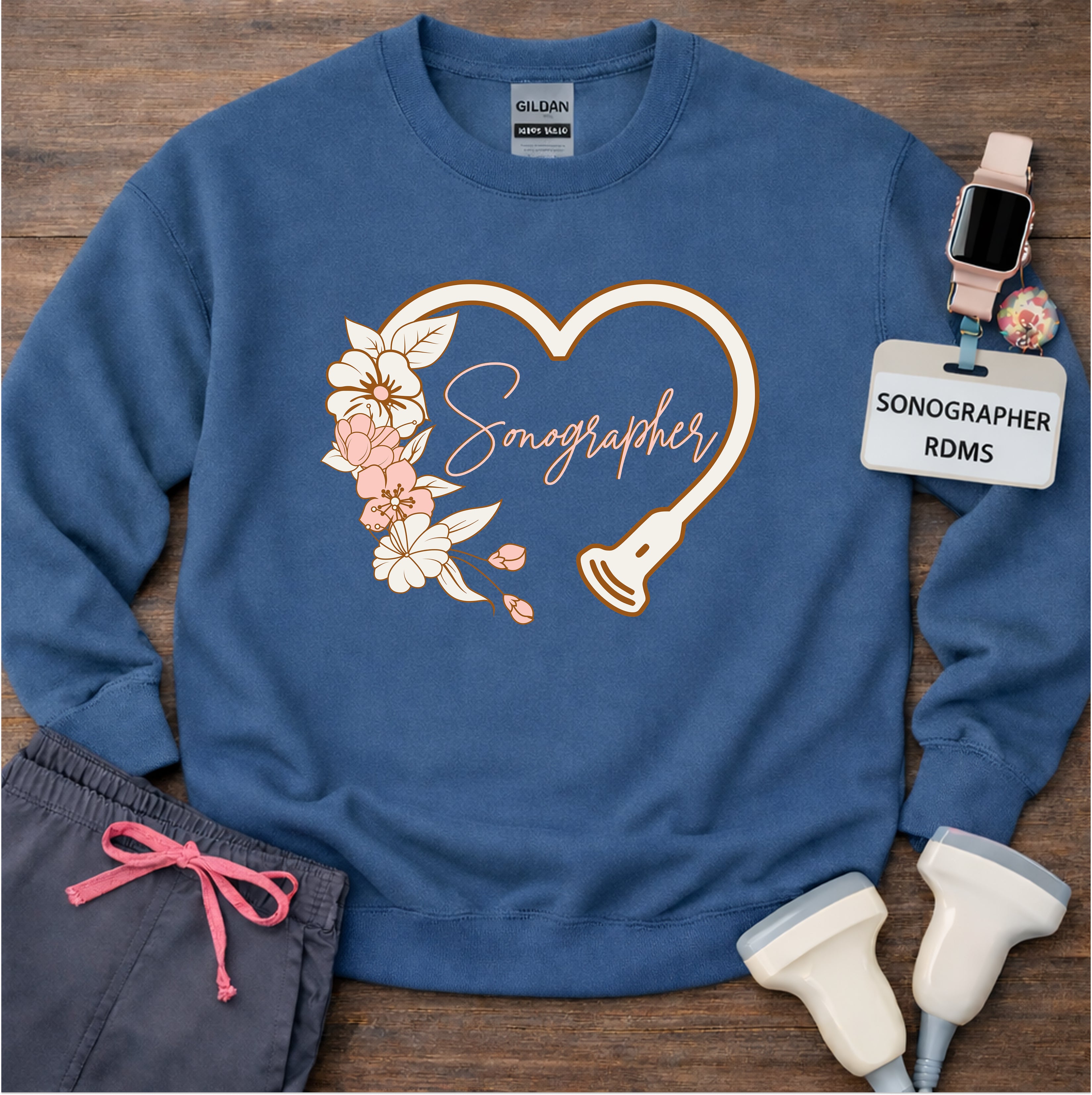 "Floral Sonographer Heart" Sweatshirt