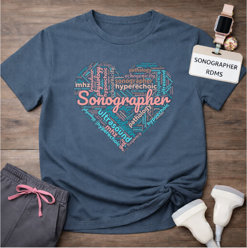 "Pastel Sonographer Heart"  T-Shirt