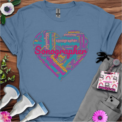 "Vibrant Sonographer Heart"  T-Shirt