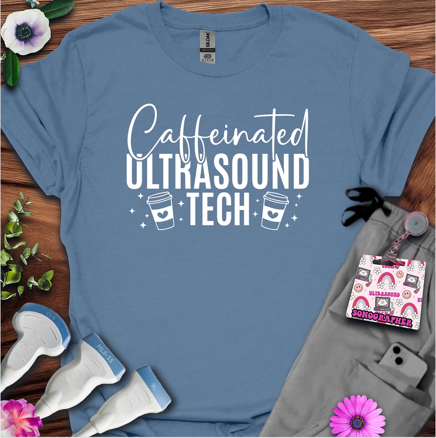 "Caffeinated Ultrasound Tech ☕" T-Shirt