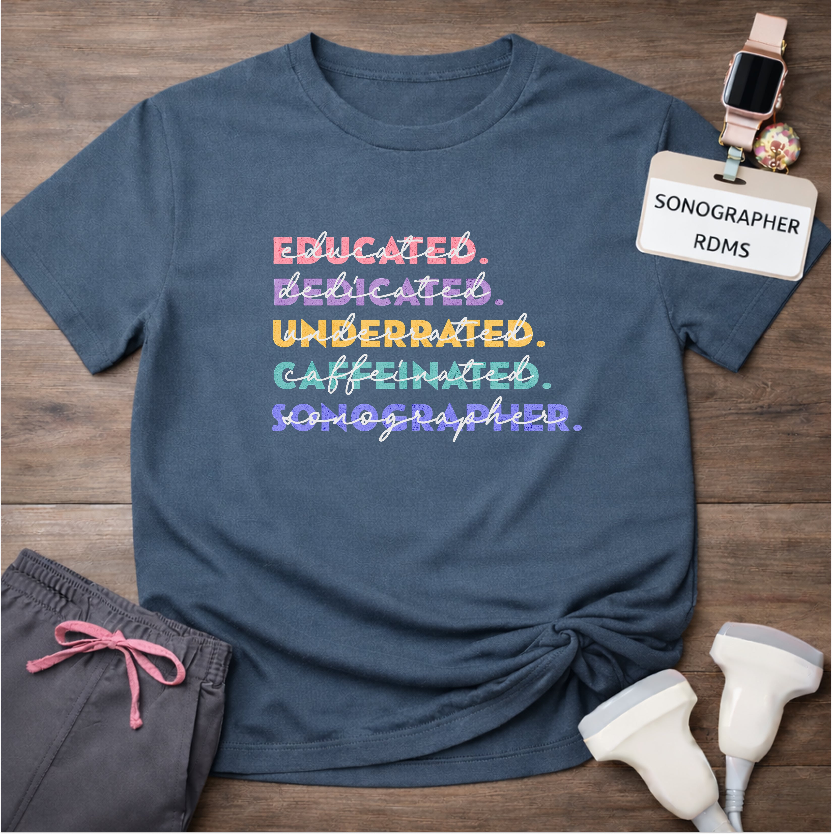 "Educated, Dedicated, Sonographer" T-Shirt