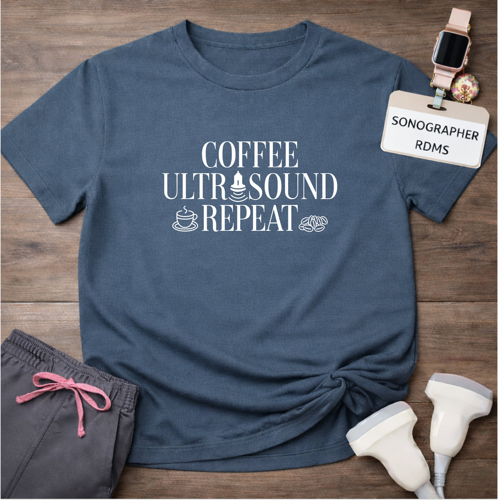 "Coffee Ultrasound Repeat ☕" T-Shirt