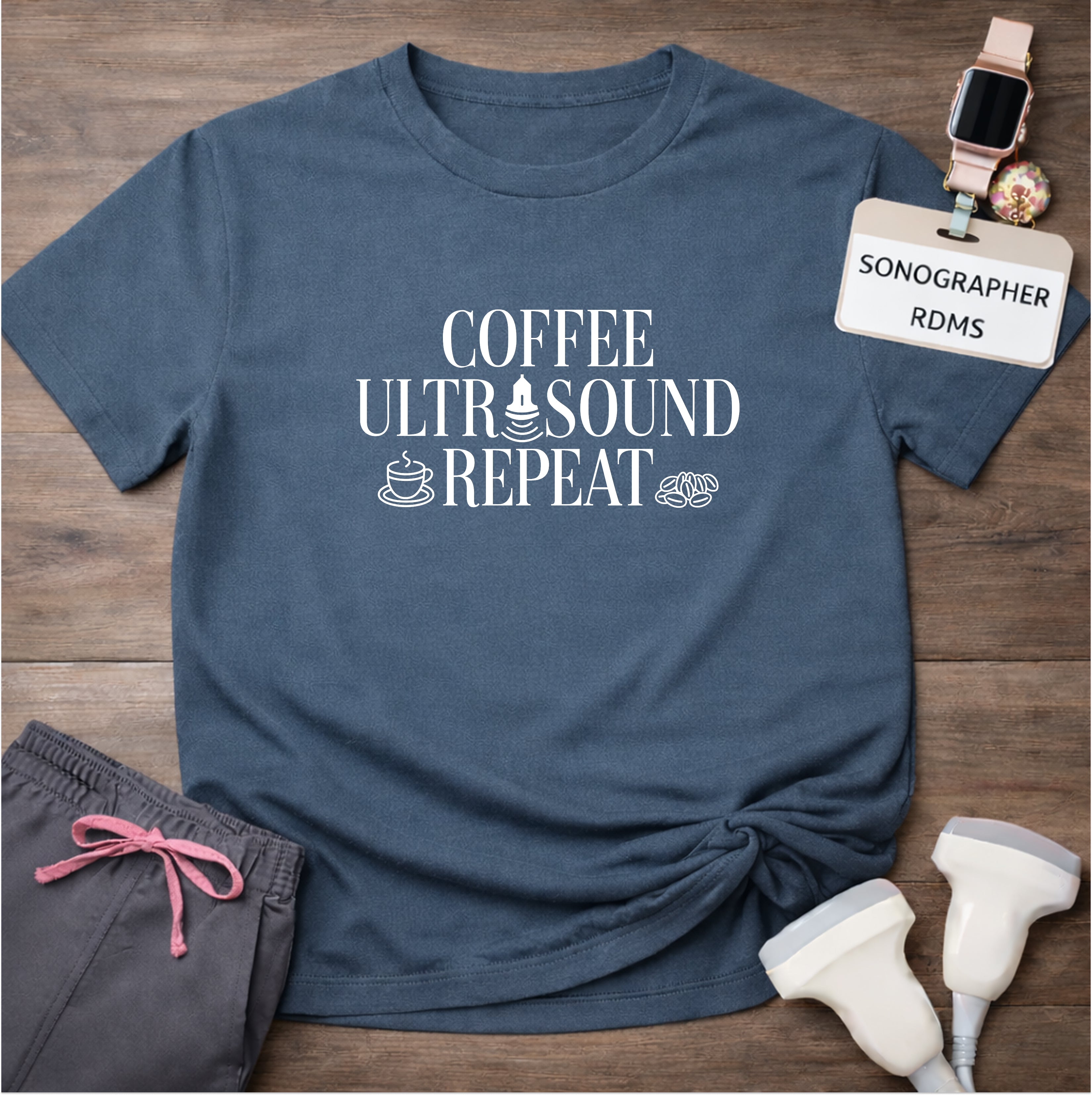 "Coffee Ultrasound Repeat ☕" T-Shirt
