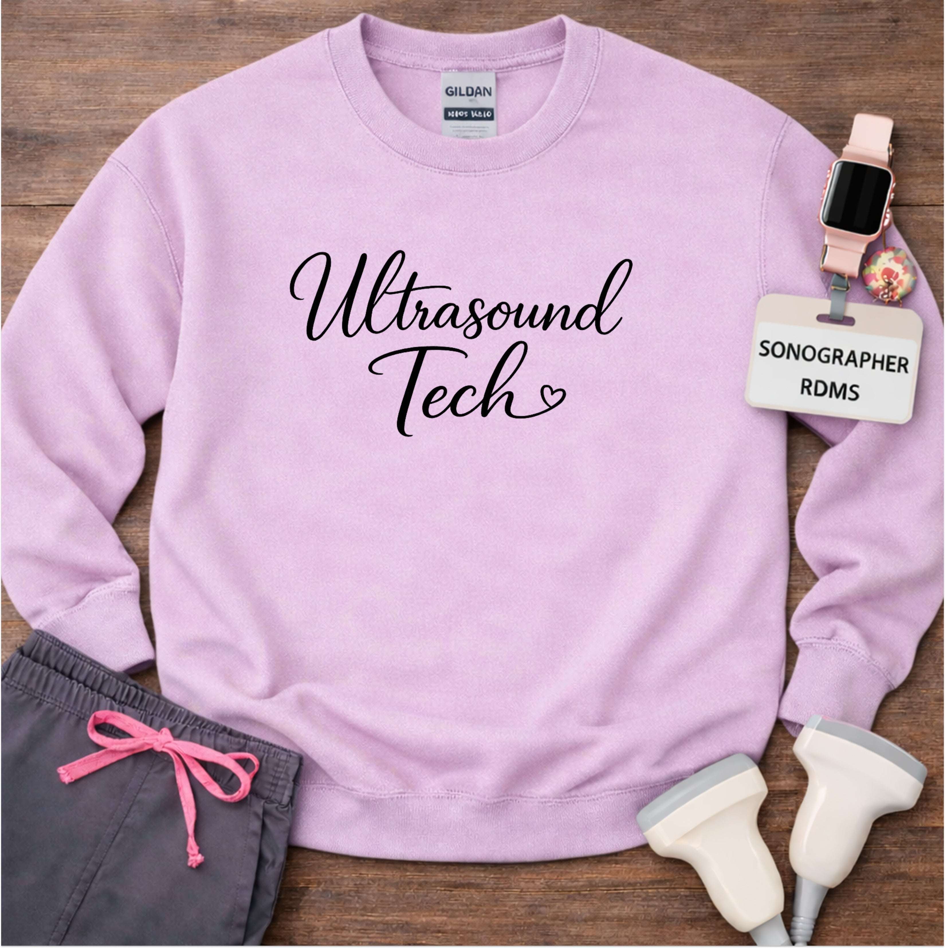US Tech Elegant Script Heart Sweatshirt