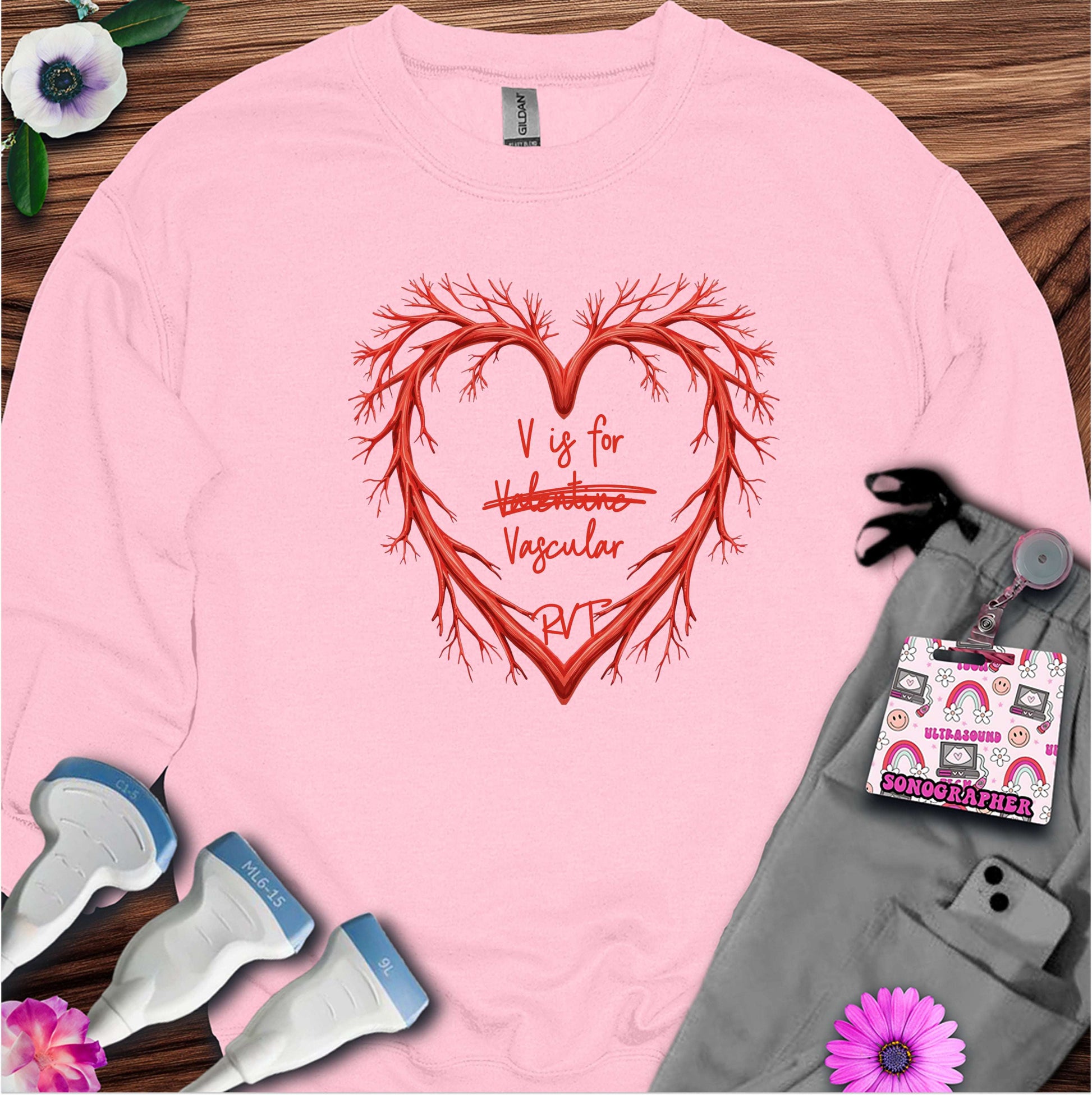 V is for Vascular (Not Valentine) Sonography Sweatshirt — Ultrasound Tech Valentine's Day Sweatshirt