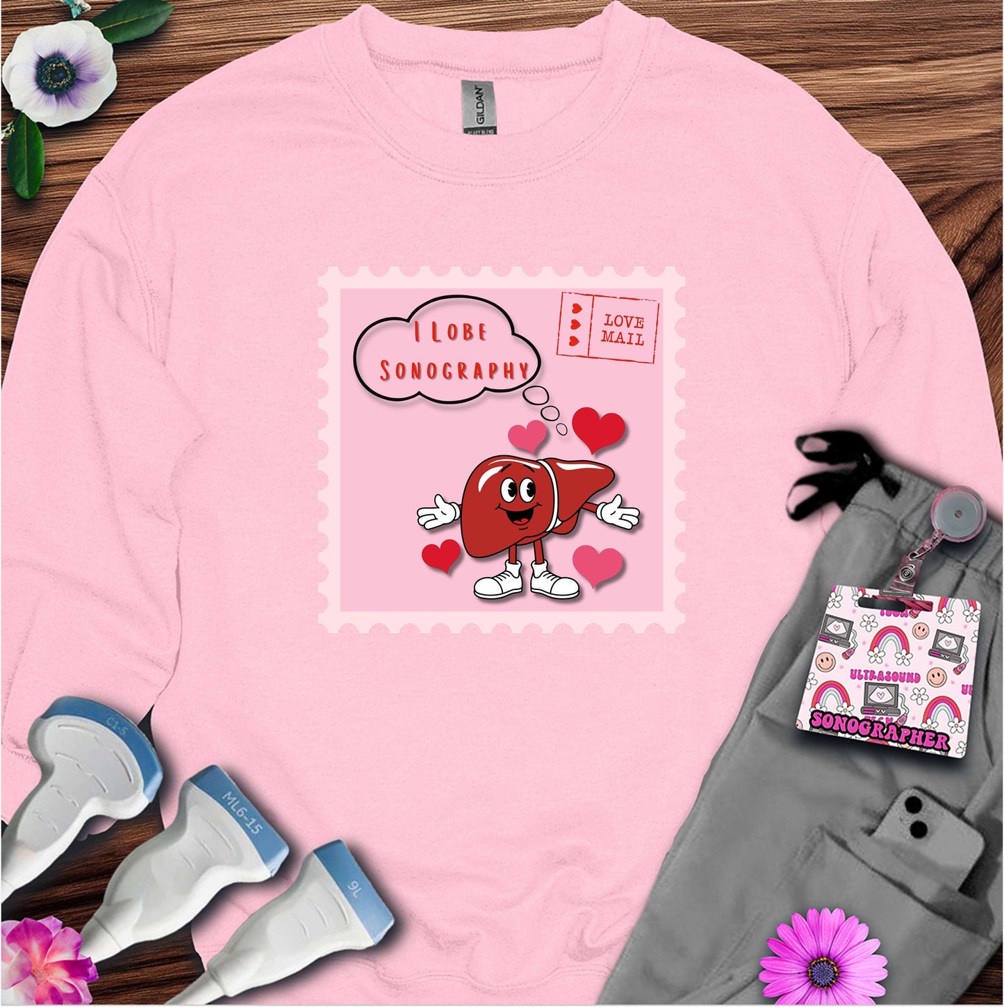 I Lobe Sonography Sweatshirt — Ultrasound Tech Valentine's Day Sweatshirt