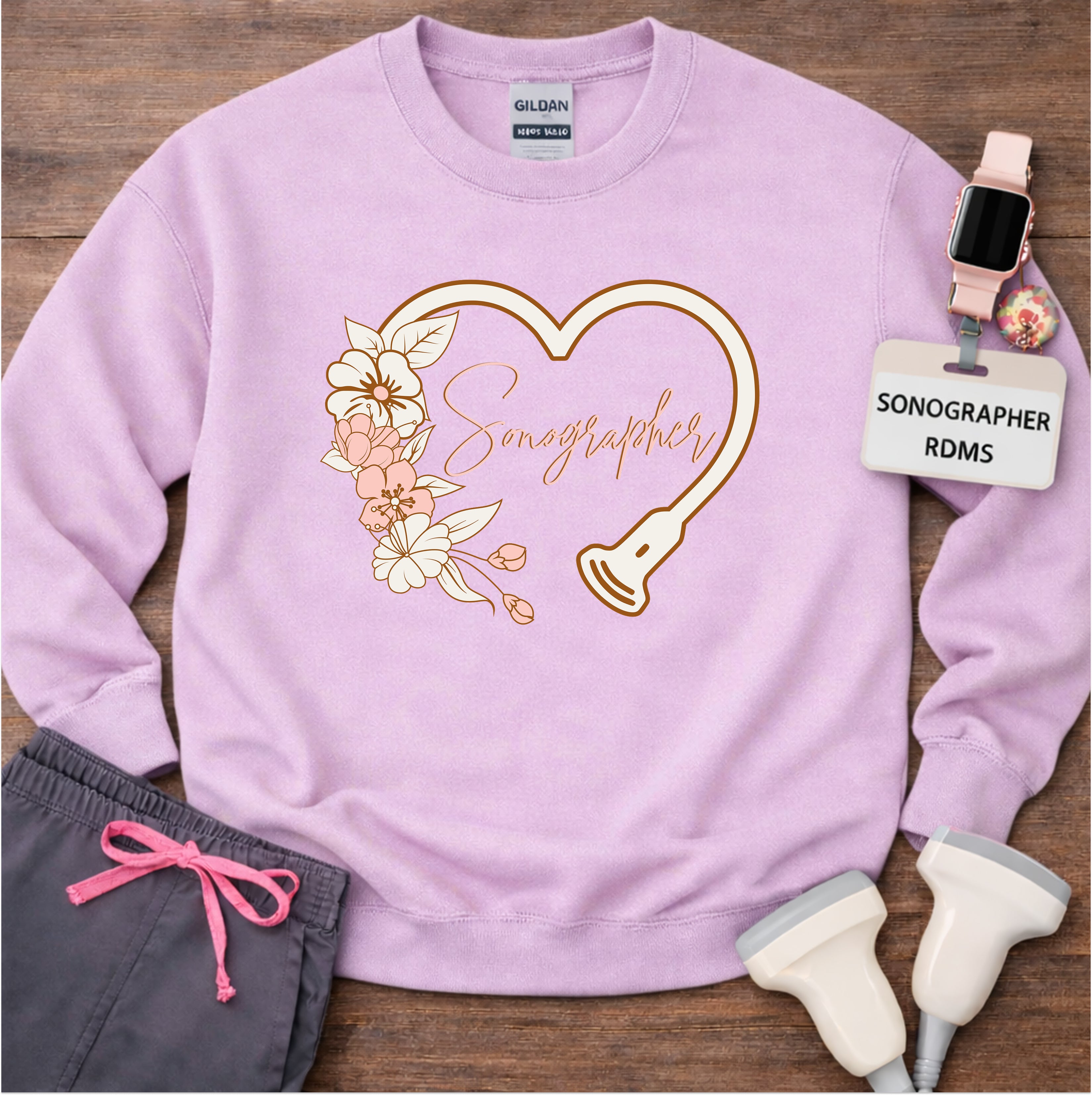 "Floral Sonographer Heart" Sweatshirt