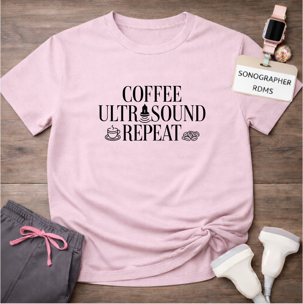 "Coffee Ultrasound Repeat ☕" T-Shirt