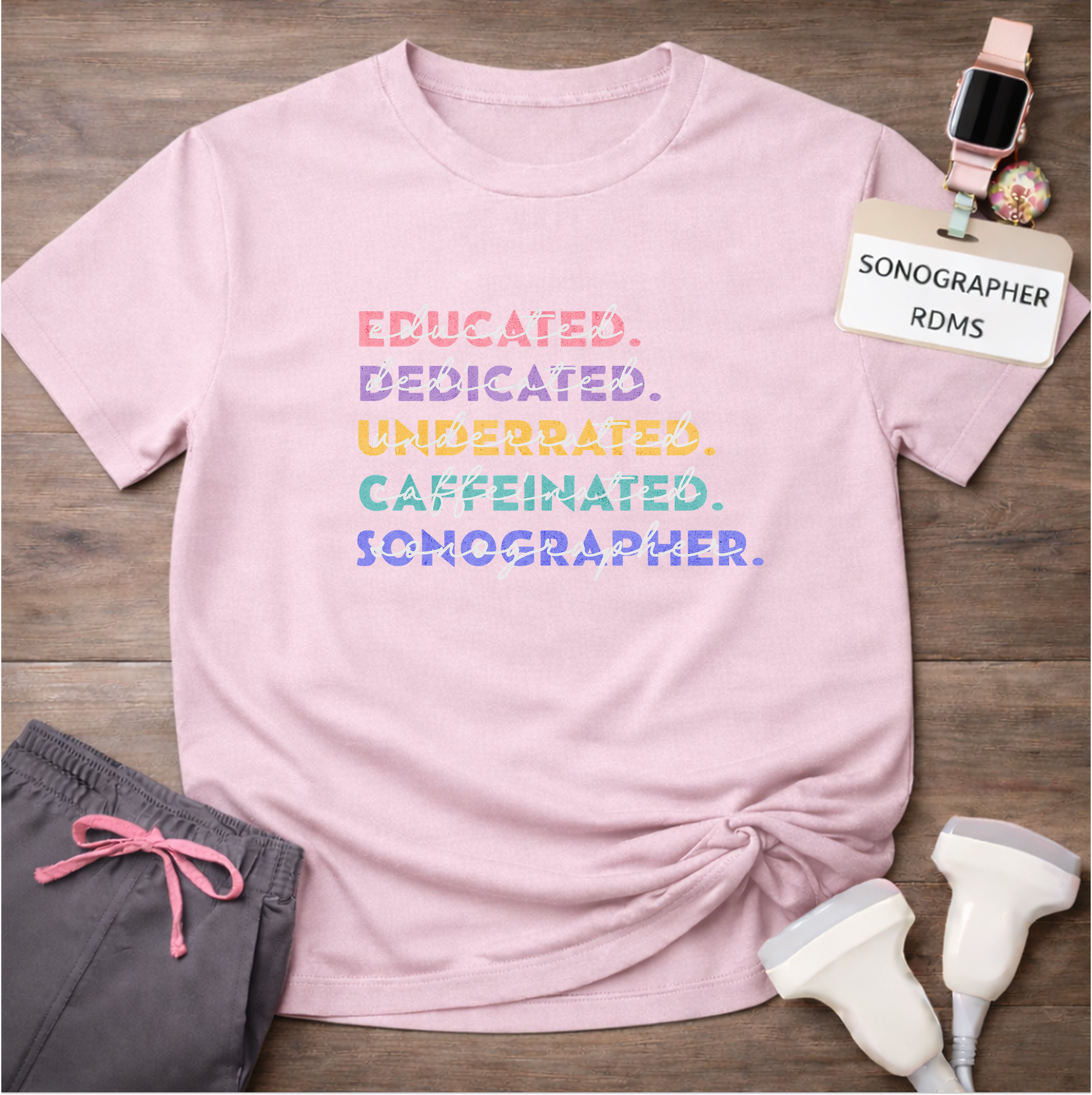 "Educated, Dedicated, Sonographer" T-Shirt