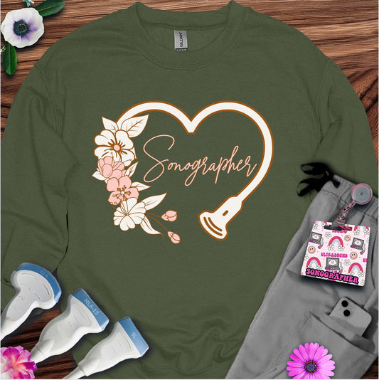 "Floral Sonographer Heart" Sweatshirt