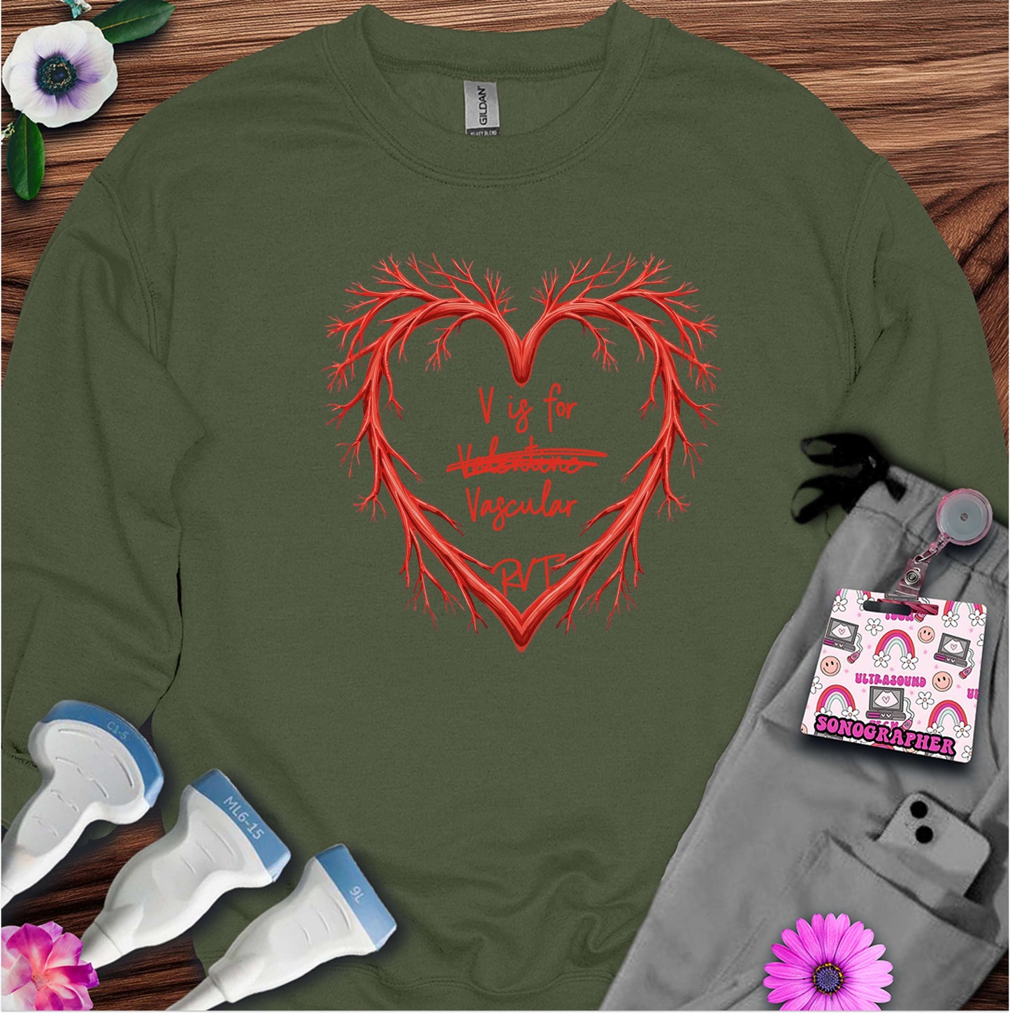 V is for Vascular (Not Valentine) Sonography Sweatshirt — Ultrasound Tech Valentine's Day Sweatshirt
