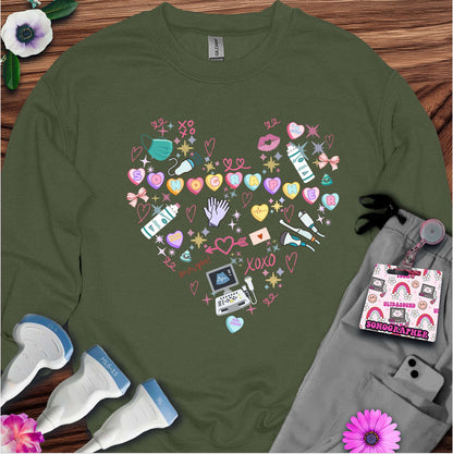 Valentine Heart Sonography Sweatshirt — Ultrasound Tech Valentine's Day Sweatshirt