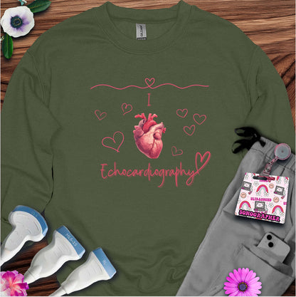 I Heart Echocardiography Sweatshirt — Ultrasound Tech Valentine's Day Sweatshirt