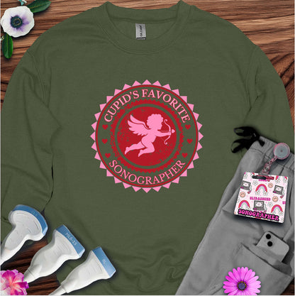 Cupid's Favorite Sonographer Sweatshirt — Ultrasound Tech Valentine's Day Sweatshirt