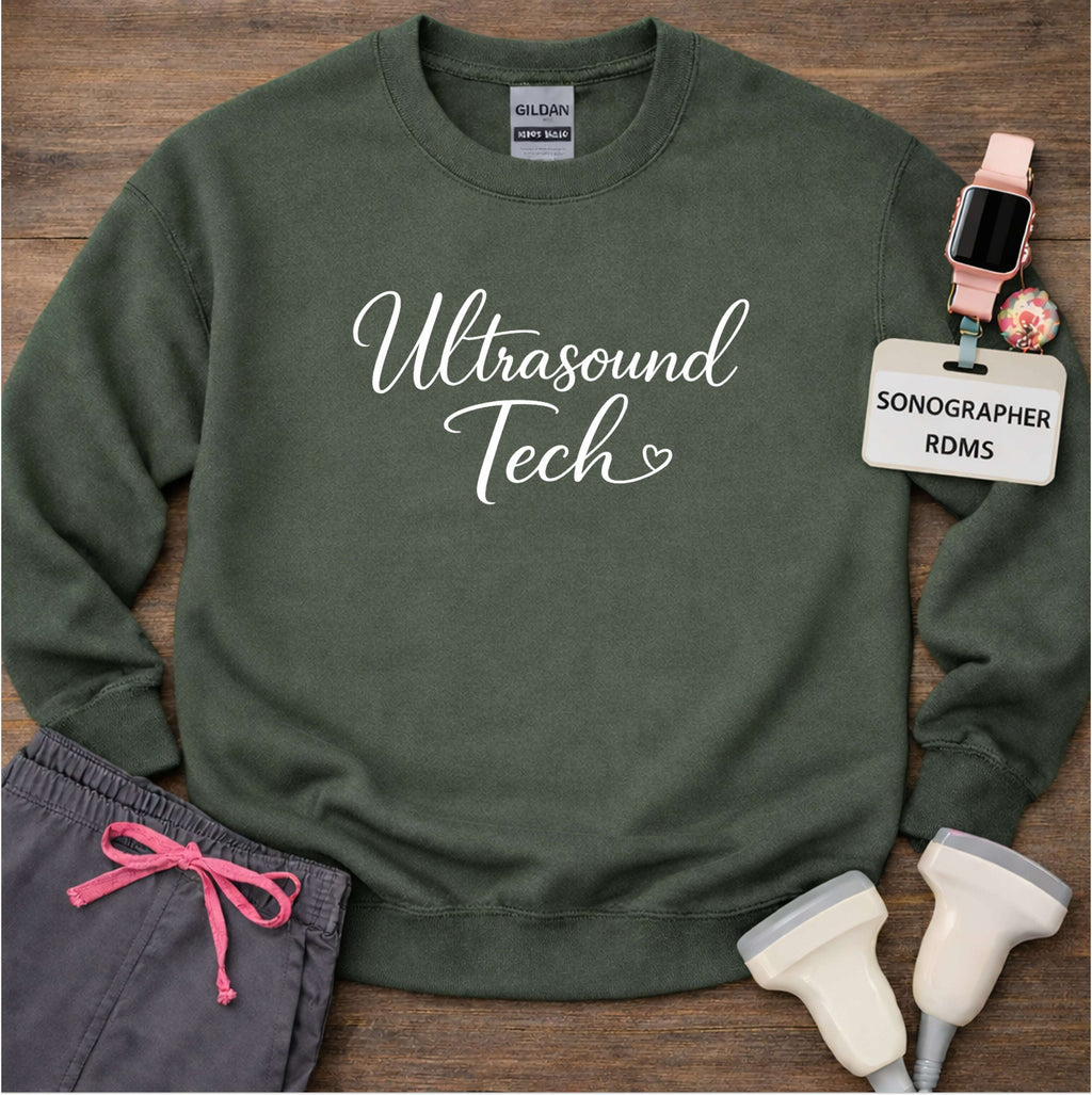 US Tech Elegant Script Heart Sweatshirt