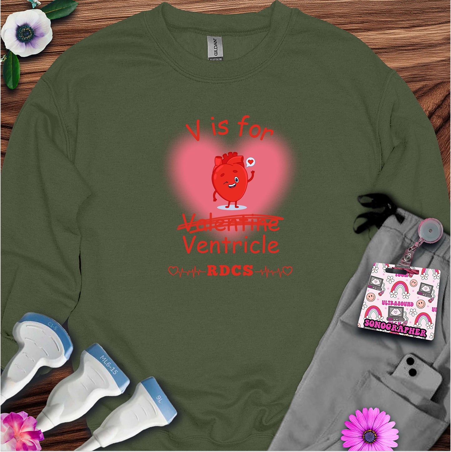 V is for Ventricle (Not Valentine) Sonography Sweatshirt — Ultrasound Tech Valentine's Day Sweatshirt