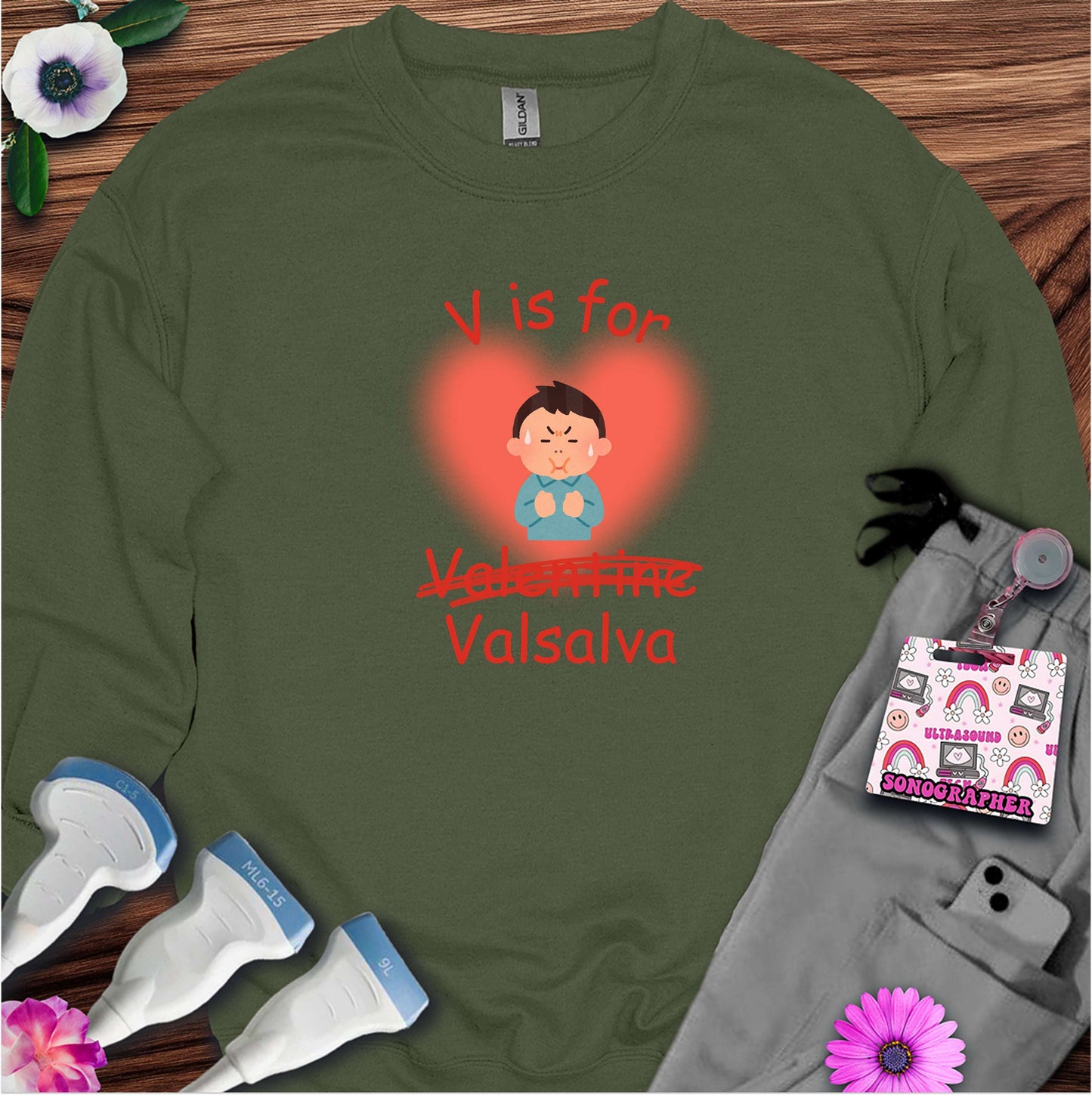 V is for Valsalva (Not Valentine) Sonography Sweatshirt — Ultrasound Tech Valentine's Day Sweatshirt