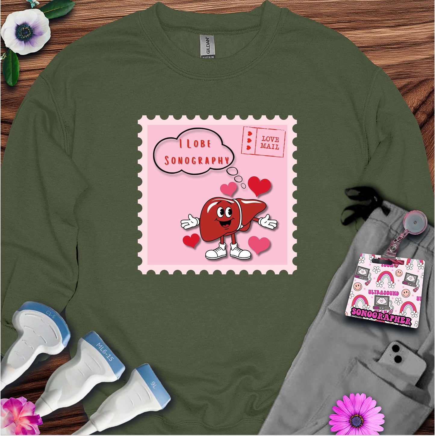 I Lobe Sonography Sweatshirt — Ultrasound Tech Valentine's Day Sweatshirt